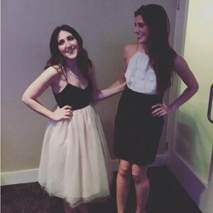 BCBG black and white pencil skirt and white detailed dress